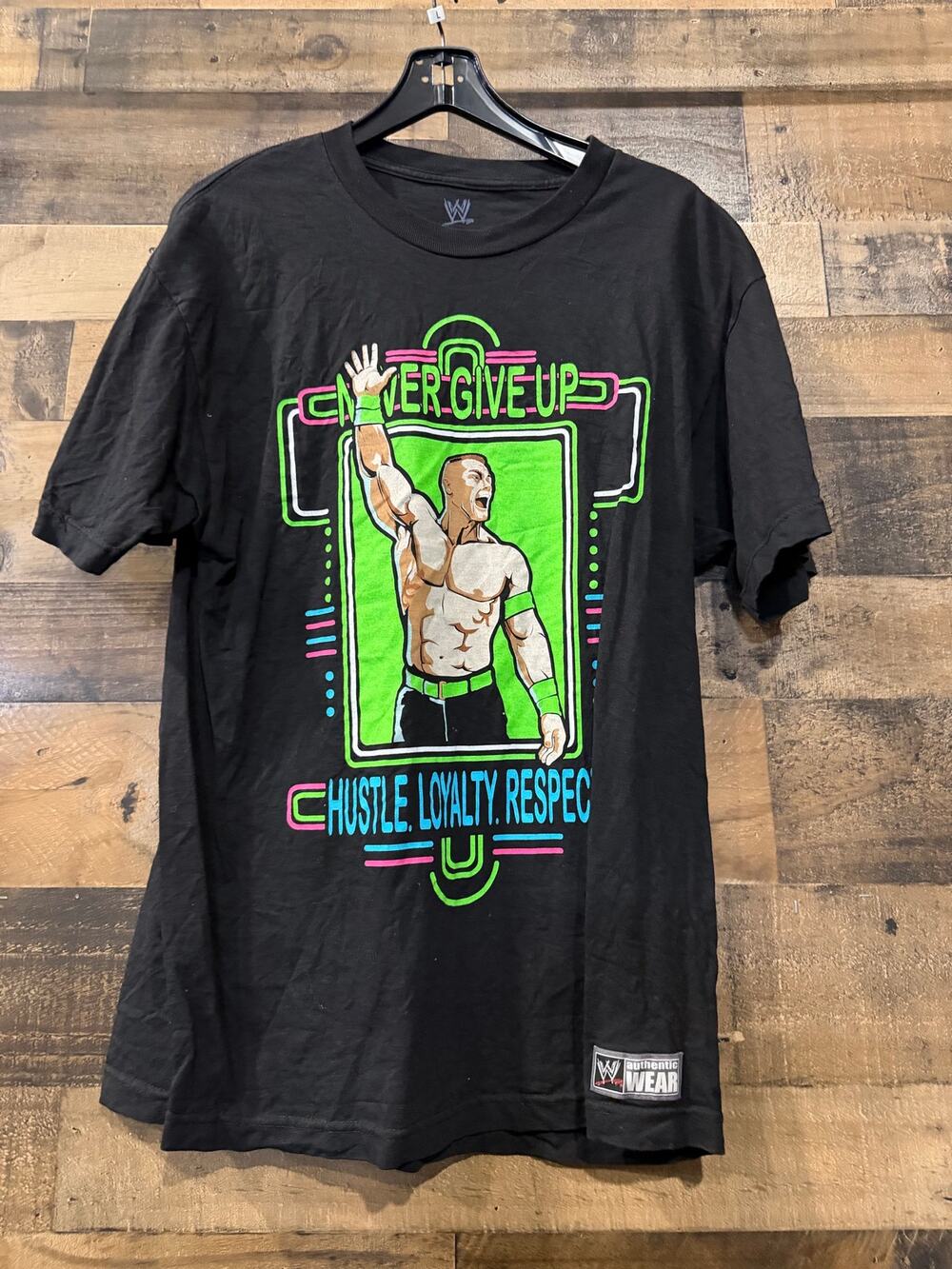 Vintage 2013 WWE John Cena Never Give Up T Shirt-Mens Lg Black -You Cant See Me